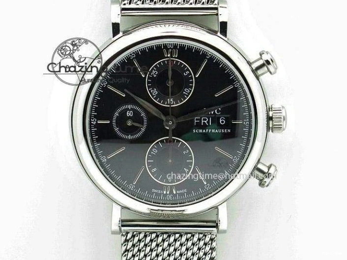 MIROTIME 0123 Portofino IW391001 SS ZK 1:1 Best Edition White Dial Silver Markers on Black Leather Strap A RelaxedFit 7139